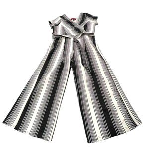 Hot Kiss Wide Leg Surplice Striped Jumpsuit with Tie Front XL